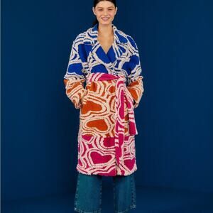 Farm Rio Multicolored Hearts Fleece Coat